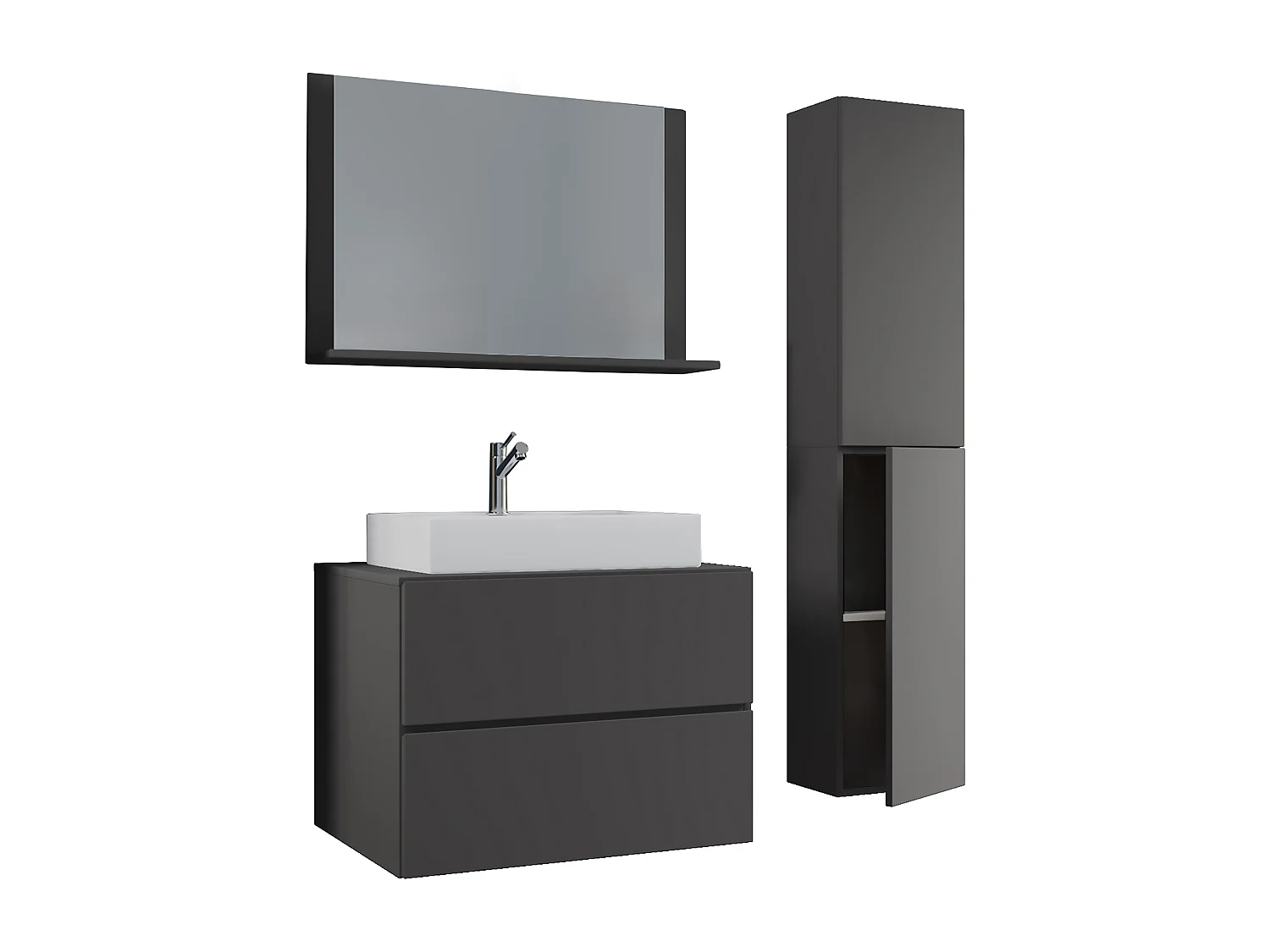 Bathroom furniture washbasin Lendas Anthracite H. 150 x W. 80 x D. 51 cm