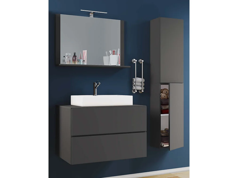 Bathroom furniture washbasin Lendas Anthracite H. 150 x W. 80 x D. 51 cm