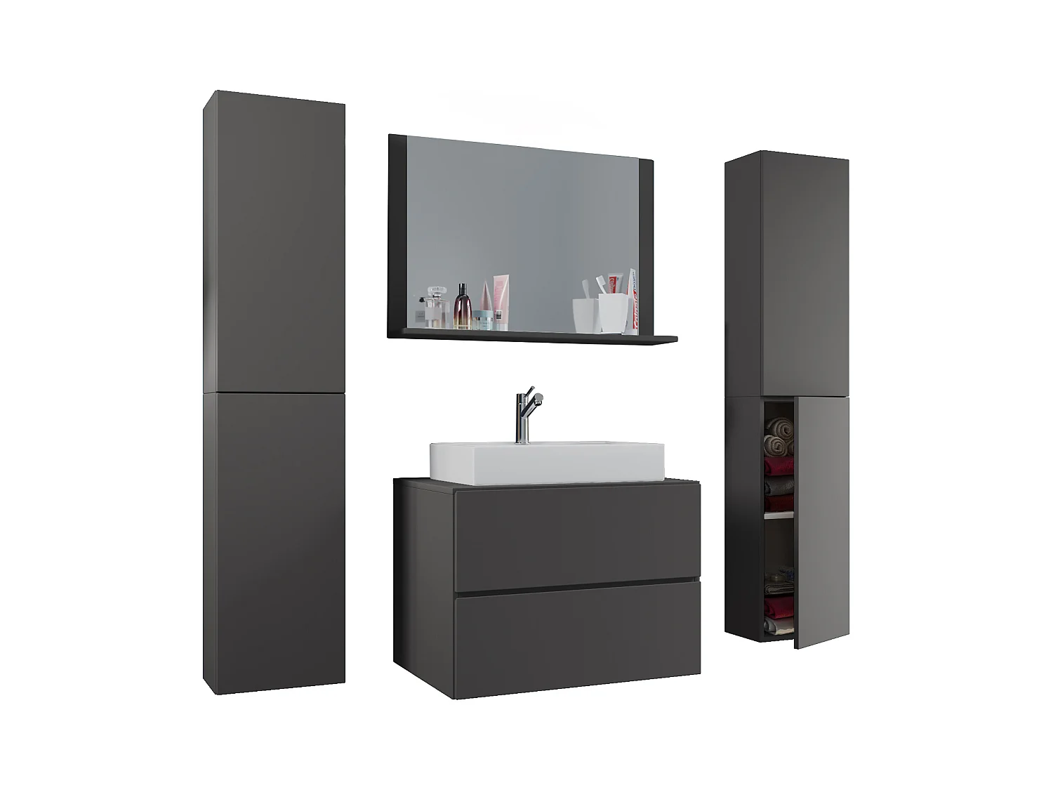 5-tlg. Waschplatz Waschtisch Lendas XL Schublade