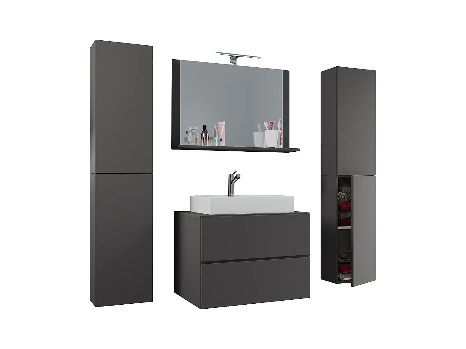 5-tlg. Waschplatz Waschtisch Lendas XL Schublade
