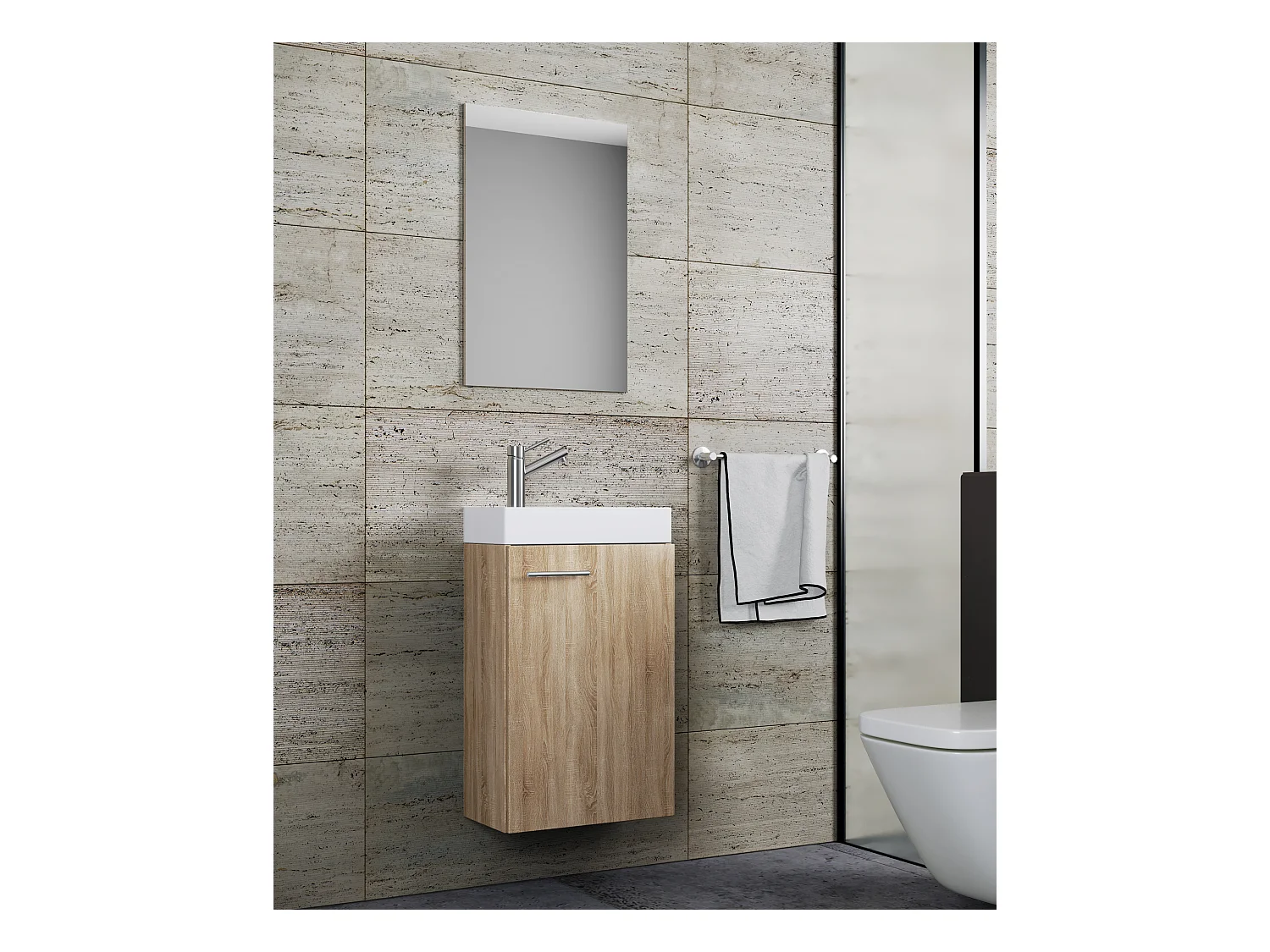 Bathroom furniture washbasin Slito Sonoma oak (Sägerau) W. 41 x H. 130 x d. 22 cm
