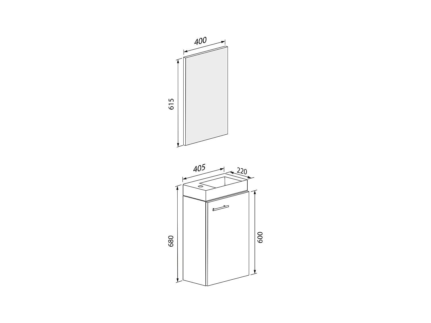 Bathroom furniture washbasin Slito Sonoma oak (Sägerau) W. 41 x H. 130 x d. 22 cm