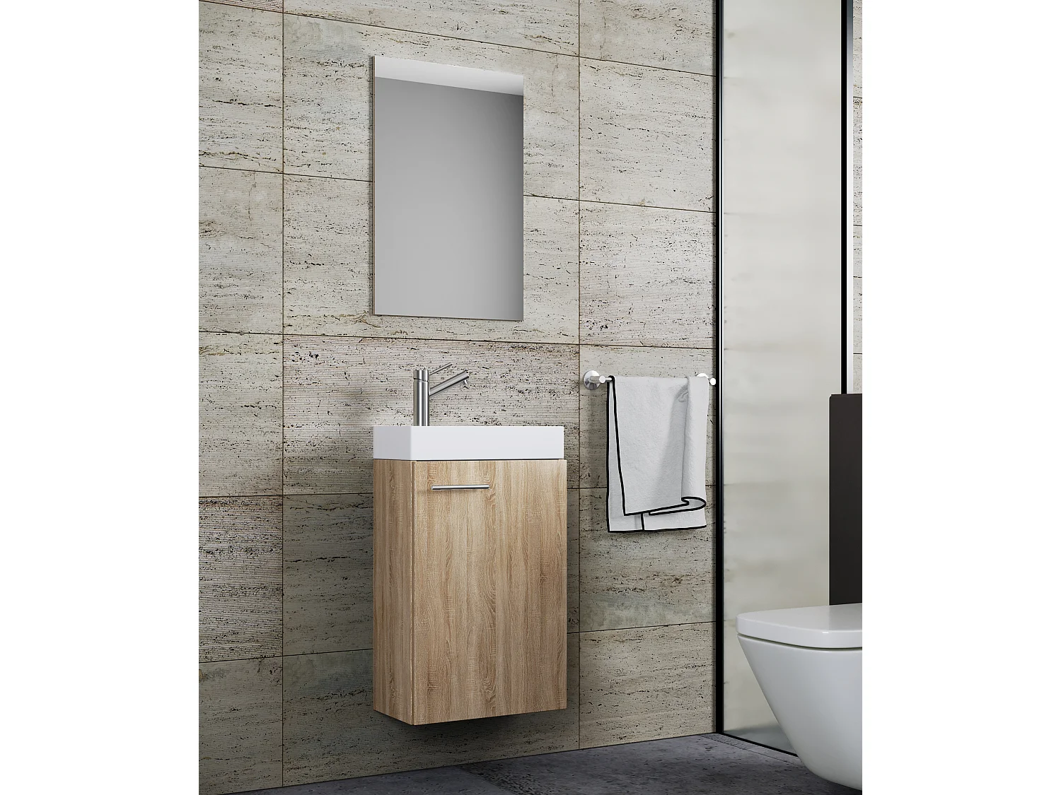 Bathroom furniture washbasin Slito Sonoma oak (Sägerau) W. 41 x H. 130 x d. 22 cm