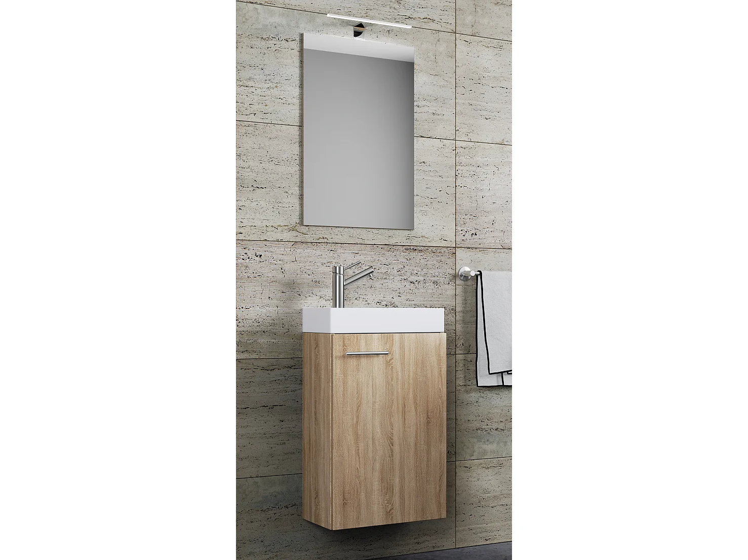 VCM conjunto de 3 peças | Lavandaria para hóspedes WC | Banheiro | Lavatório | Móveis de casa de banho Conjunto de casas de banho - Slito SP (Sonoma oak (Sägerau))