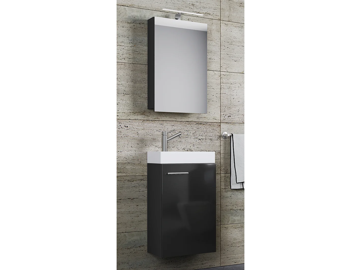 Bathroom furniture washbasin Slito Black H. 130 x W. 41 x D. 22 cm