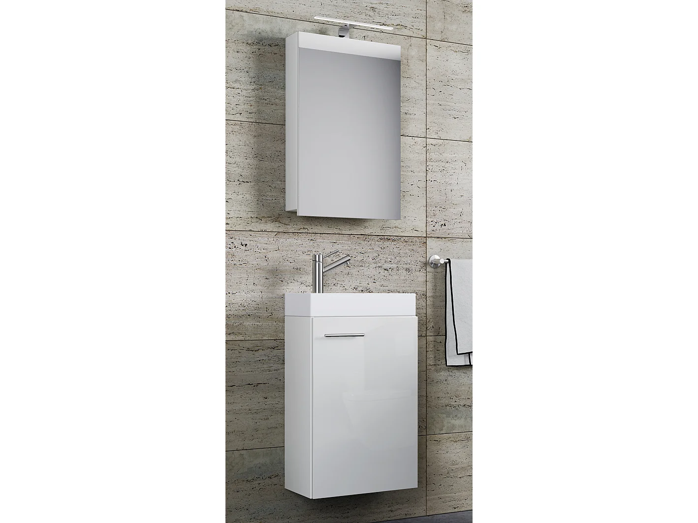 Bathroom furniture washbasin Slito White H. 130 x W. 41 x D. 22 cm