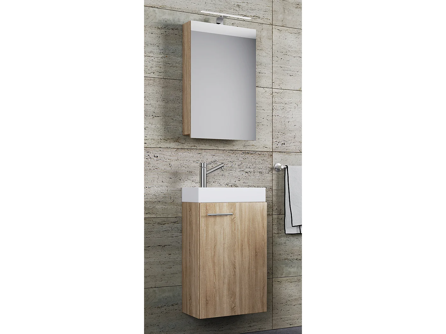 Bathroom furniture washbasin Slito Sonoma oak (Sägerau) H. 130 x W. 41 x D. 22 cm