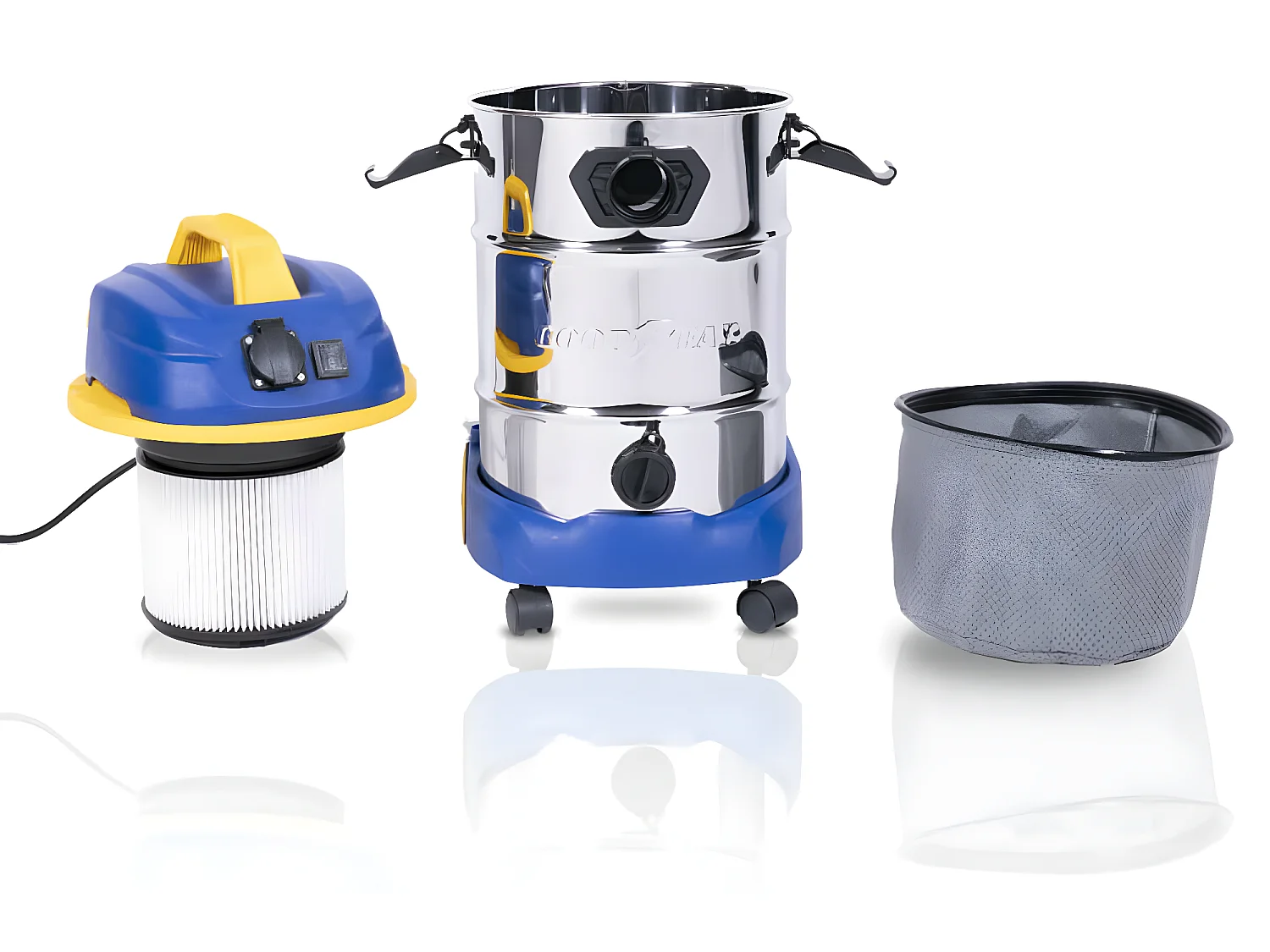 Goodyear - Aspirador Industrial para Sólidos y Líquidos 30 L. Aspiradores sin Bolsa 1.600W. Enchufe Sincronizado 1.000W.