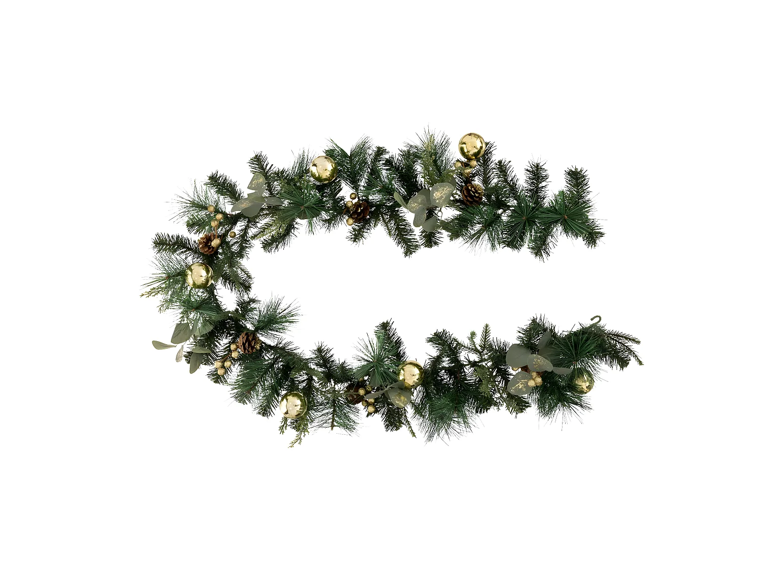 Guirlande artificielle Sapin avec déco Eucalyptus et Pomme de Pin L 200 cm