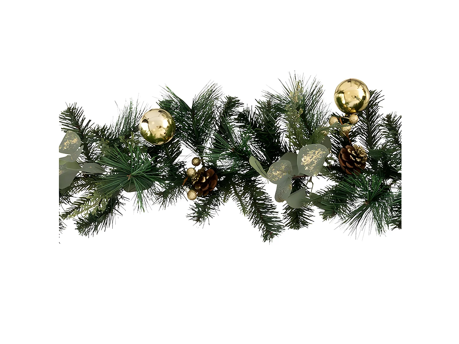 Guirlande artificielle Sapin avec déco Eucalyptus et Pomme de Pin L 200 cm