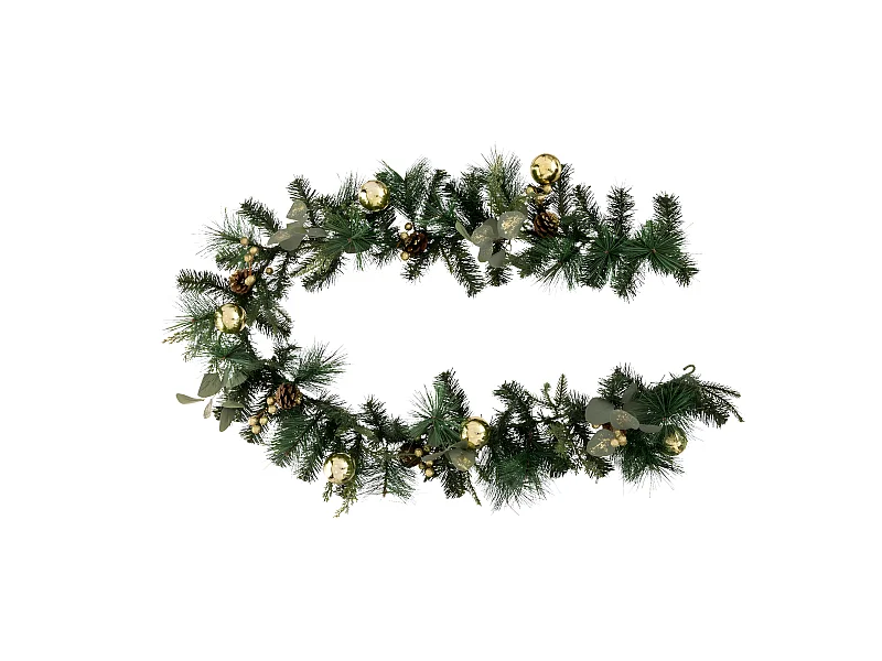 Guirlande artificielle Sapin avec déco Eucalyptus et Pomme de Pin L 200 cm