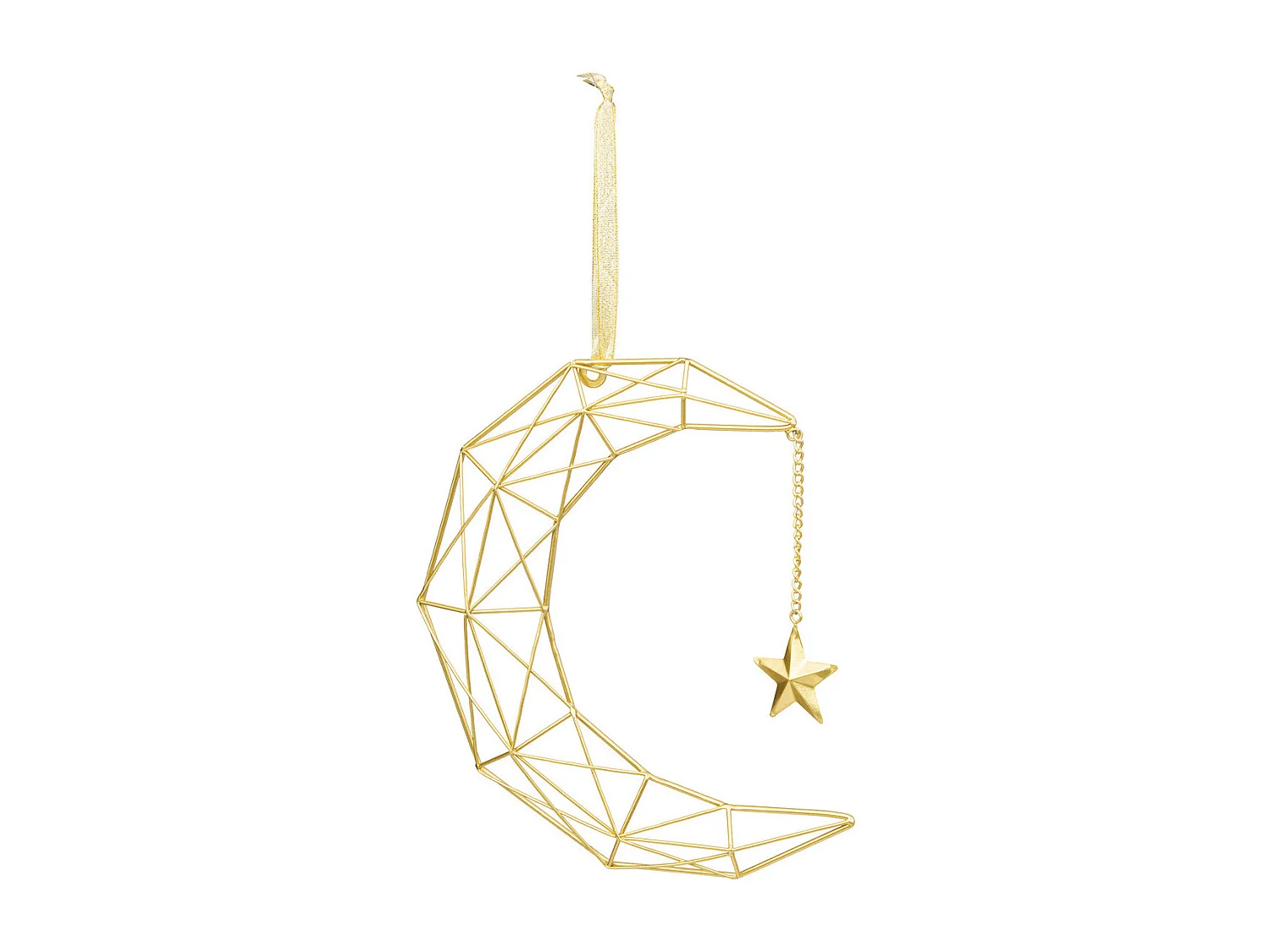 Déco de Noël Suspension Lune en métal Doré H 26 cm