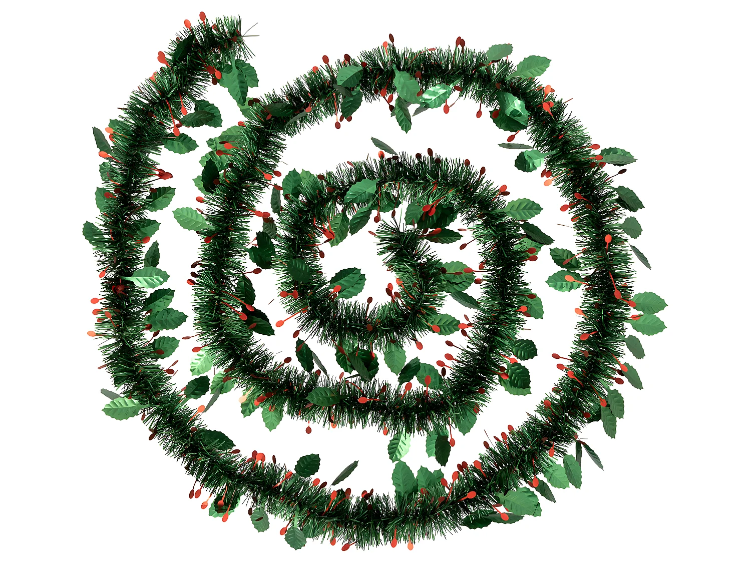 Guirlande de Noël large 7.5 cm déco Feuilles de Houx Longueur 2.7 mètres