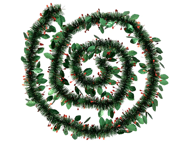 Guirlande de Noël large 7.5 cm déco Feuilles de Houx Longueur 2.7 mètres