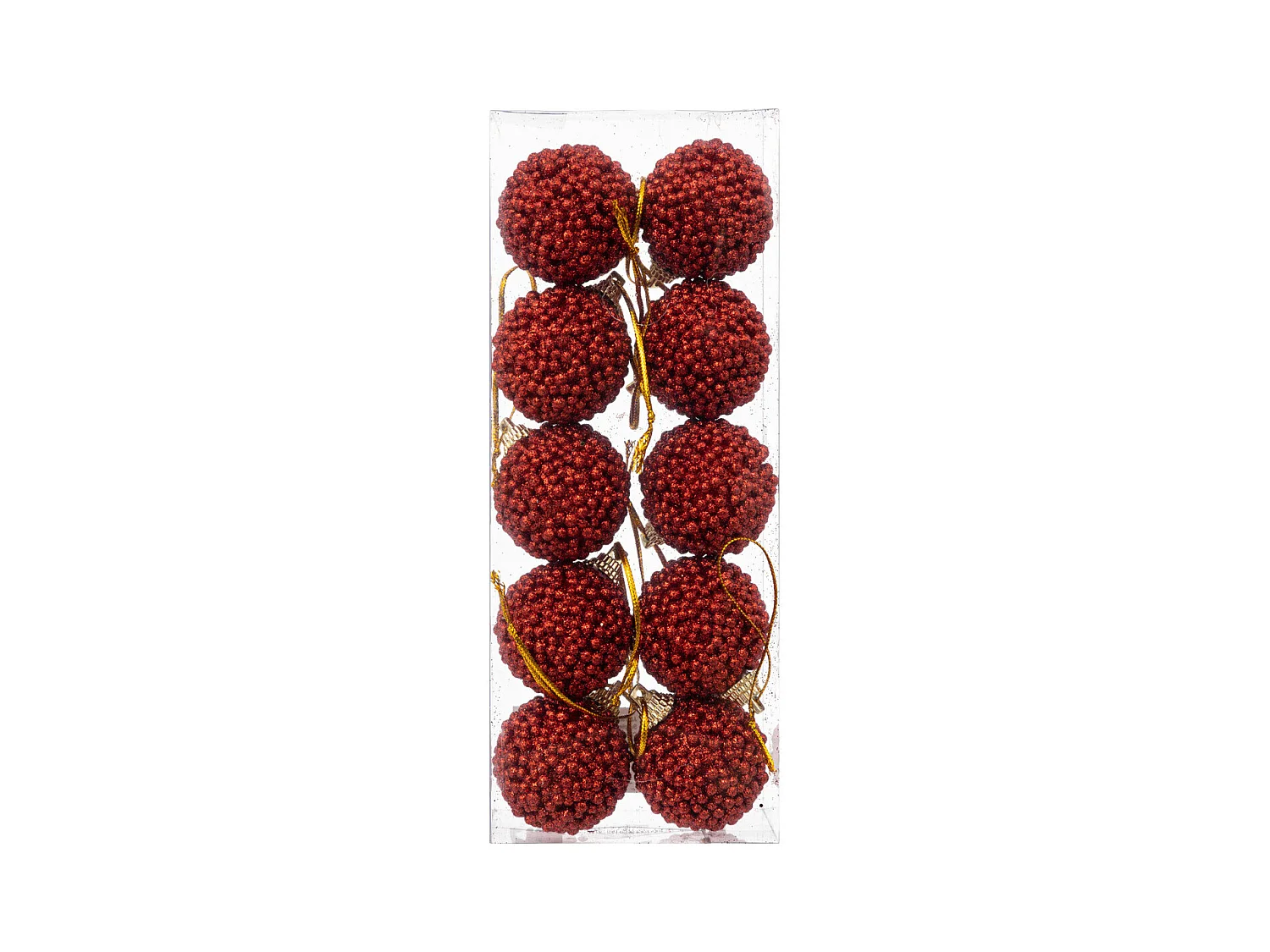 Déco de Sapin Kit 10 Boules de Noël  D 4 cm Bille Rouge pailleté