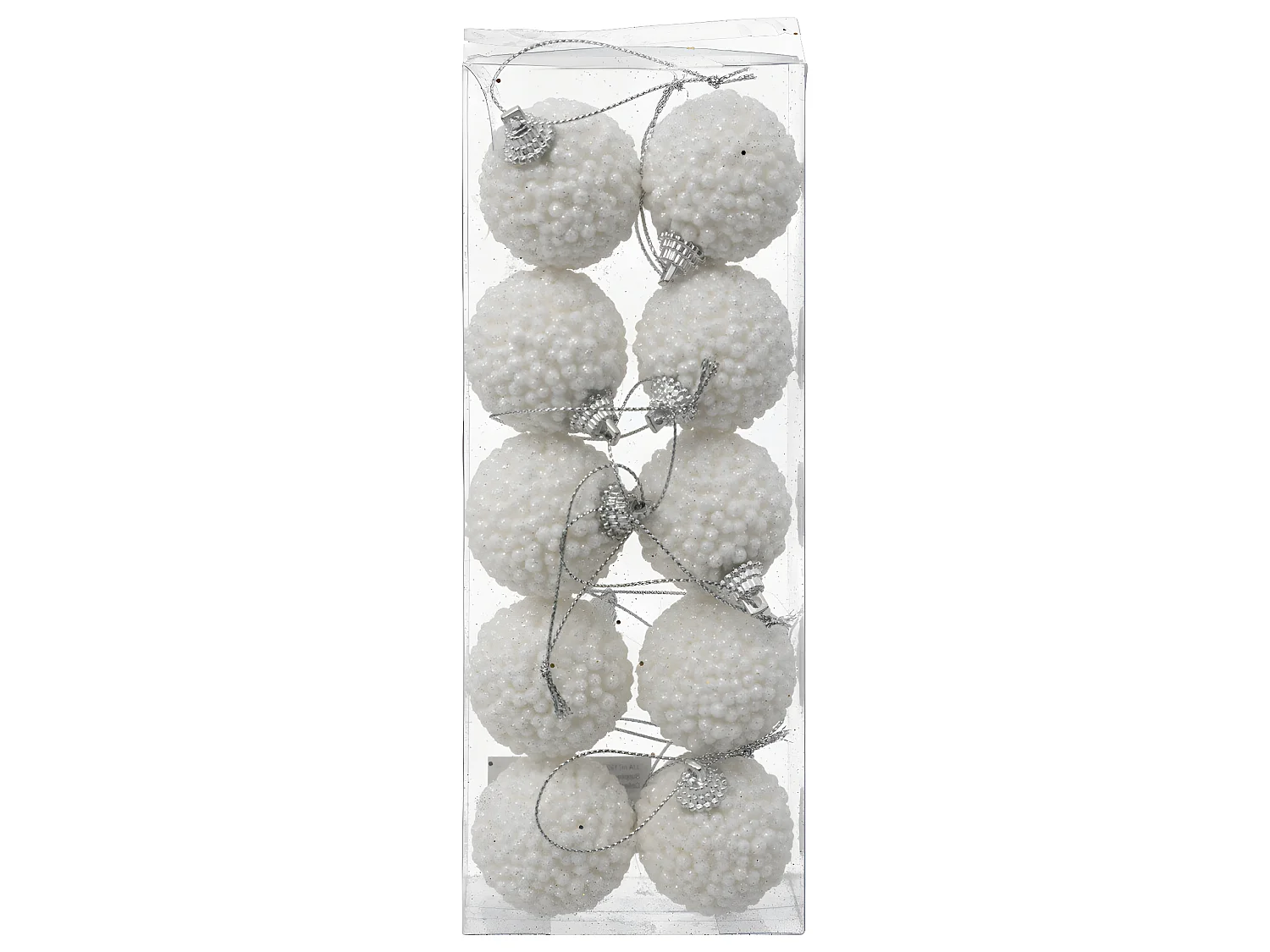 Déco de Sapin Kit 10 Boules de Noël  D 4 cm Bille Blanc pailleté