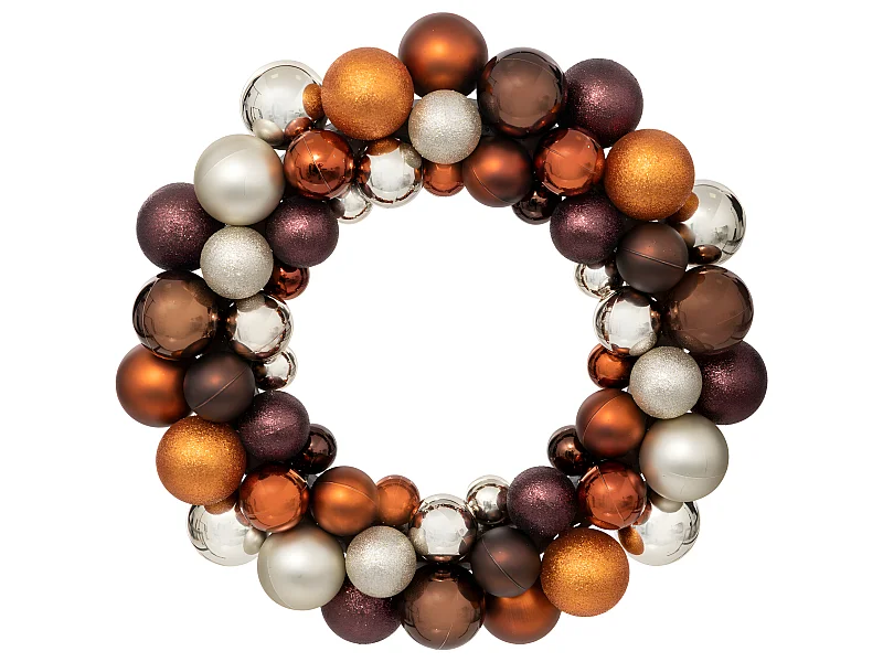 Couronne Boules de Noël Marron Orange D 35 cm