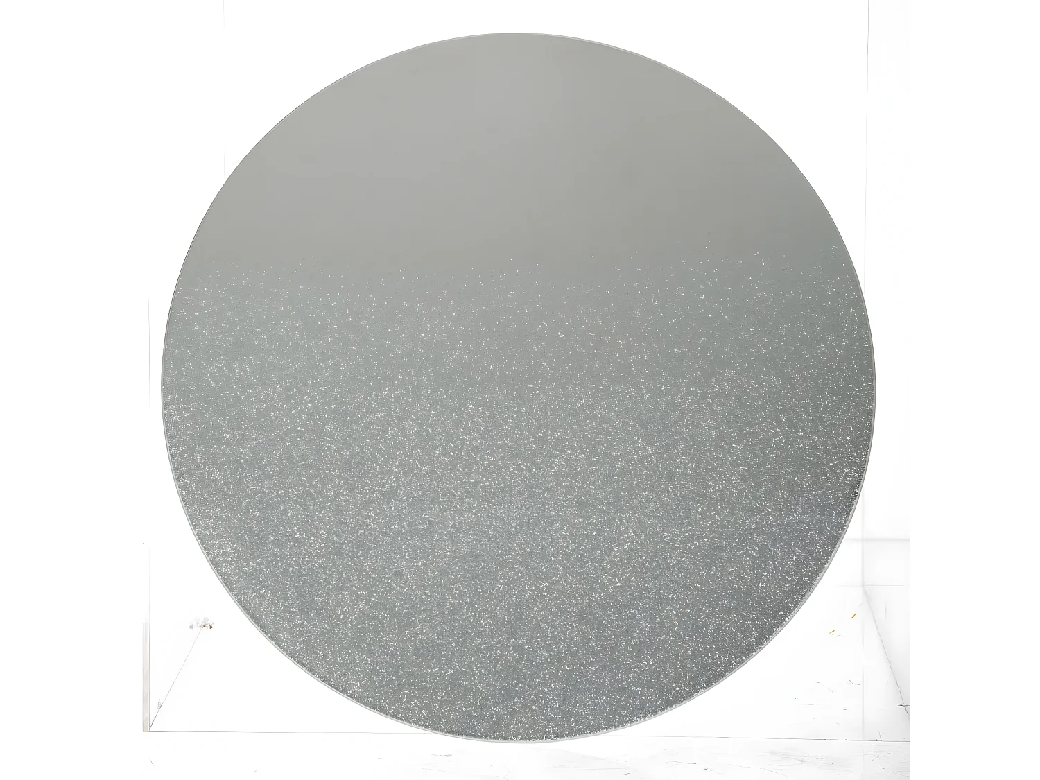 Photophore Support à bougie Plaque en Verre effet miroir Argent pailleté D 30 cm