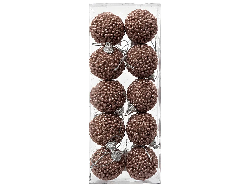 Déco de Sapin Kit 10 Boules de Noël  D 4 cm Bille Rose pailleté