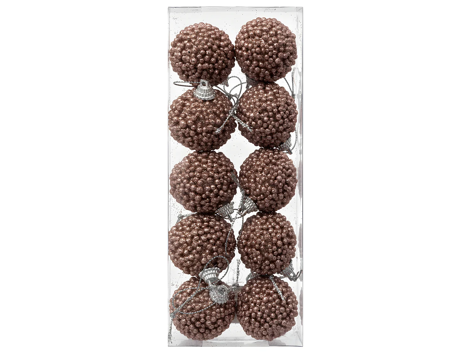 Déco de Sapin Kit 10 Boules de Noël  D 4 cm Bille Rose pailleté