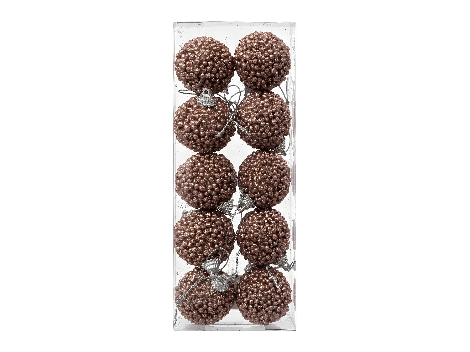 Déco de Sapin Kit 10 Boules de Noël  D 4 cm Bille Rose pailleté