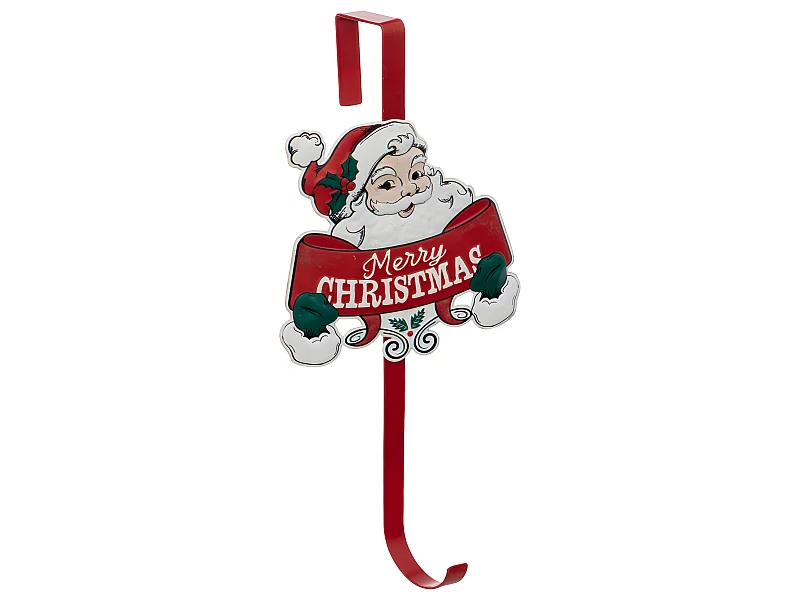 Déco de Noël Accroche Couronne en métal Père Noël H 38.5 cm