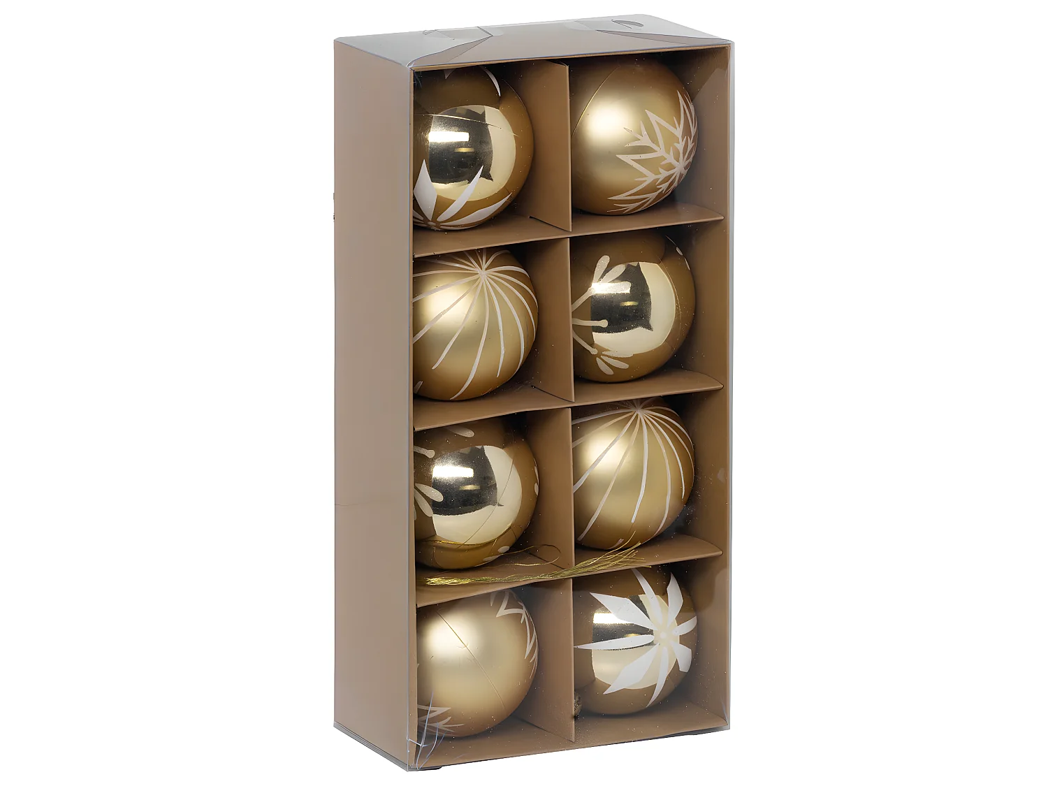 Déco de sapin Lot de 8 Boules de Noël D 8 cm - Doré et Blanc