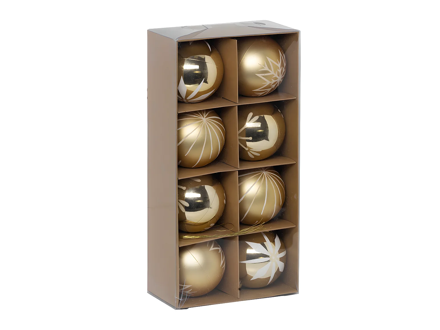 Déco de sapin Lot de 8 Boules de Noël D 8 cm - Doré et Blanc