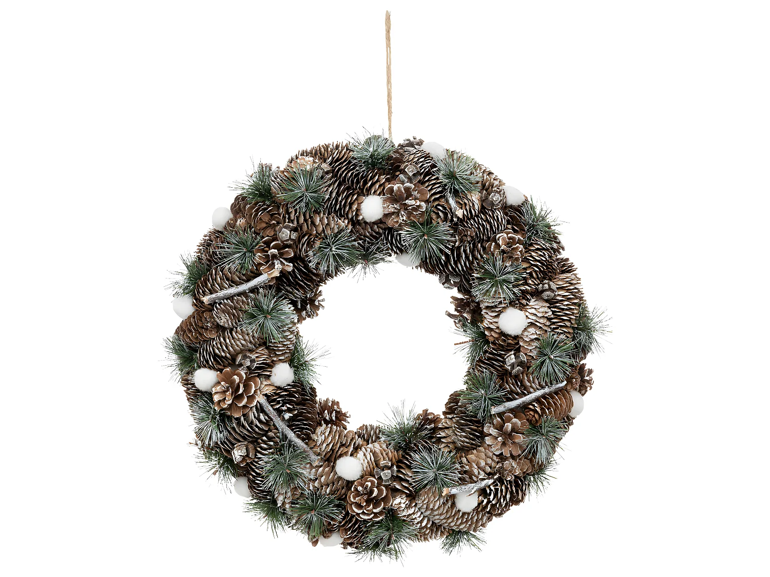 Couronne de  Noël déco Marron glacé avec Pommes de pin D 50 cm