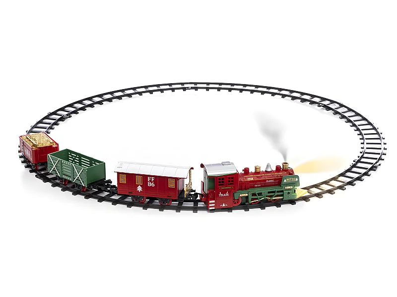 Train électrique lumineux et musical  Locomotive à vapeur et ses chariots