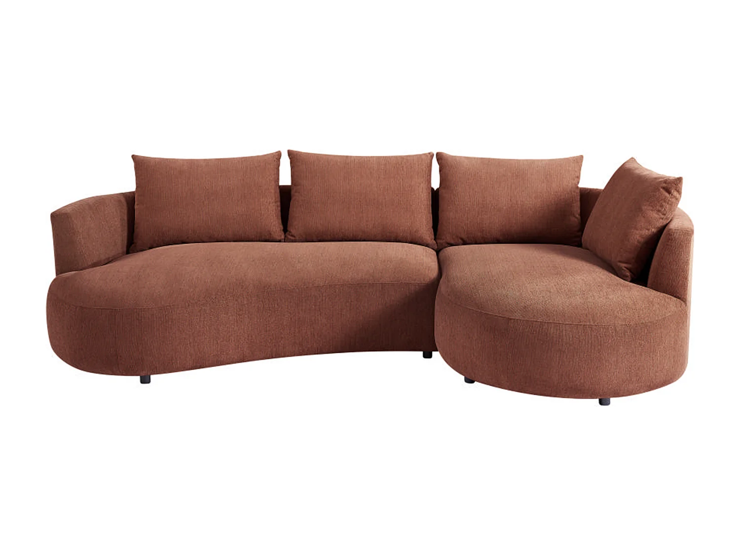 Canapé d'angle droit en velours texturé terracotta LOUSADO