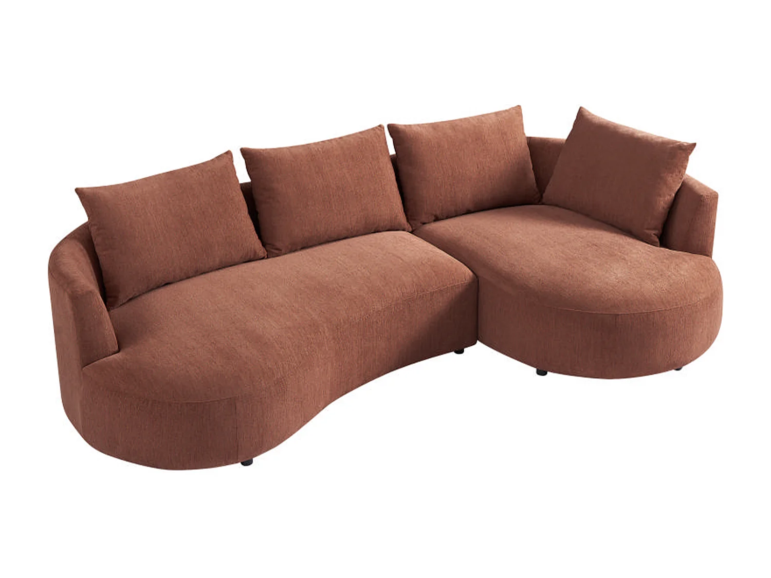 Canapé d'angle droit en velours texturé terracotta LOUSADO