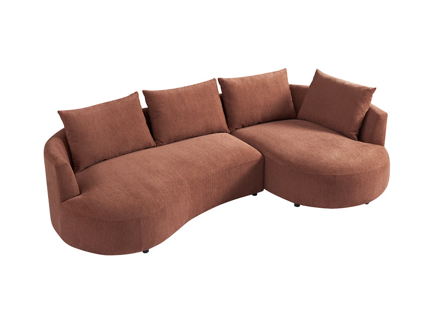 Højre hjørnesofa i tekstureret terracotta velour LOUSADO