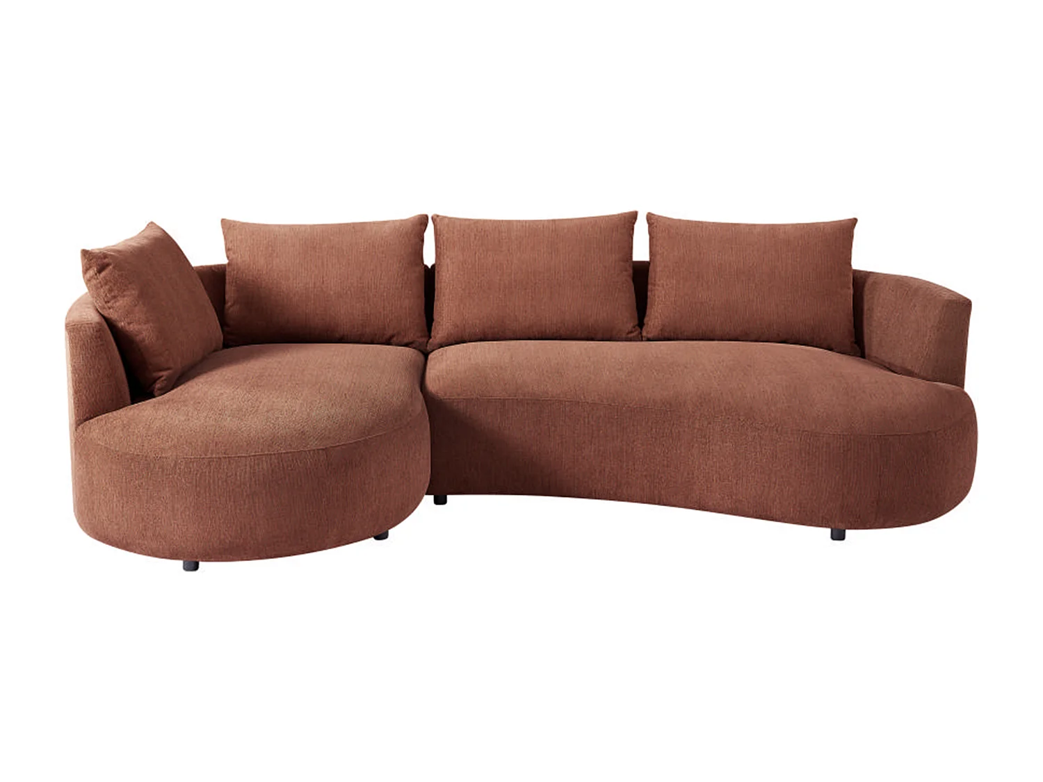 Canapé d'angle gauche en velours texturé terracotta LOUSADO