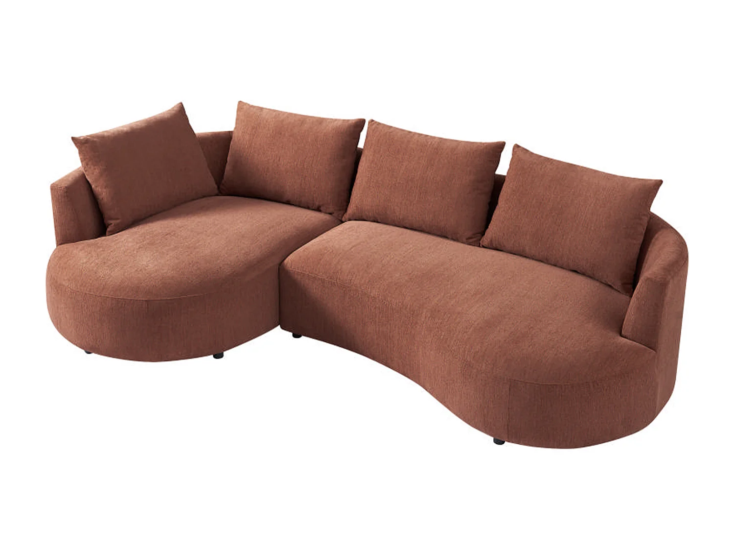 Ecksofa - Ecke links - Strukturstoff - Terracotta - LOUSADO