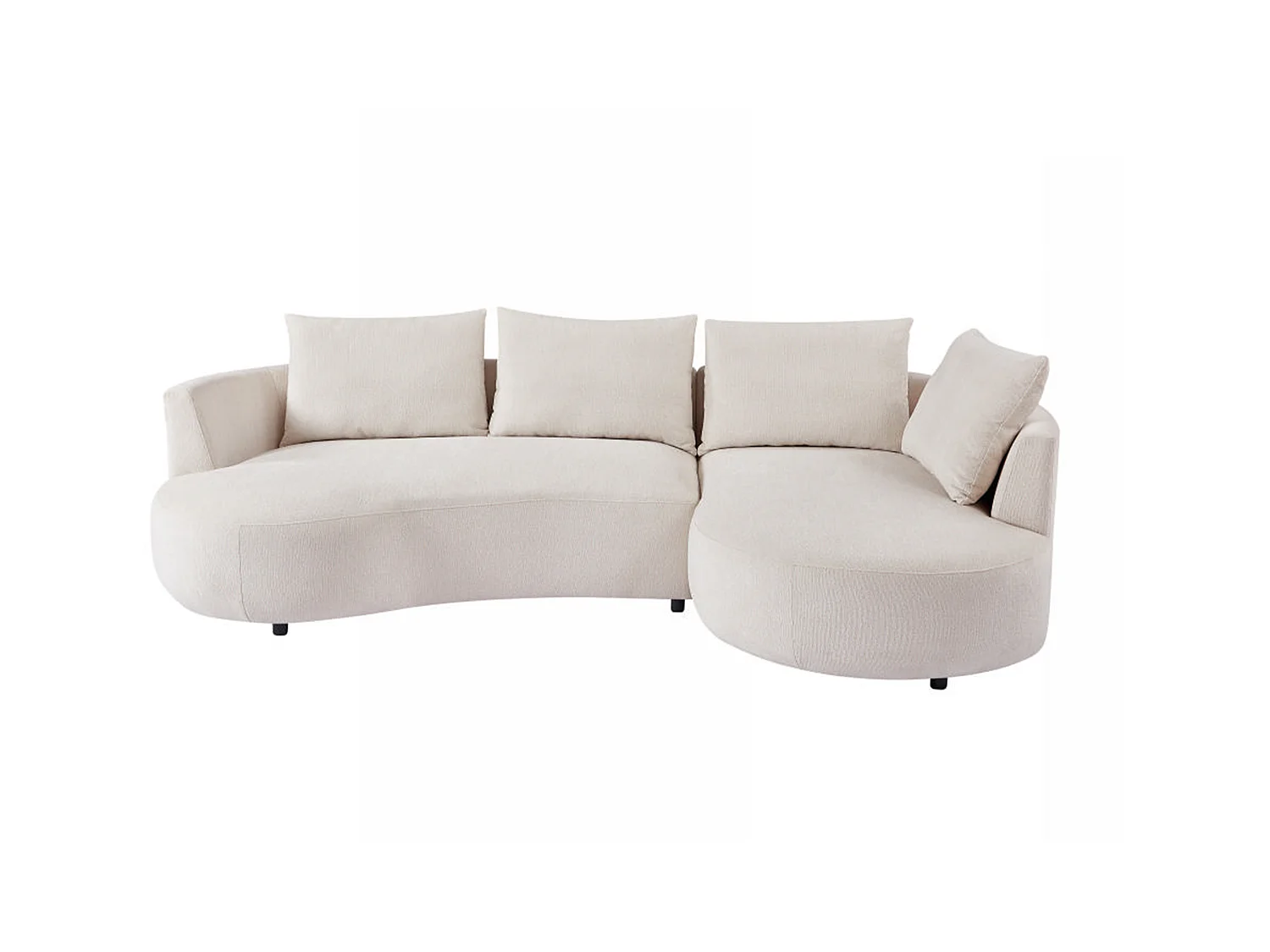 Hoekbank met hoek rechts van beige velours met textuur LOUSADO