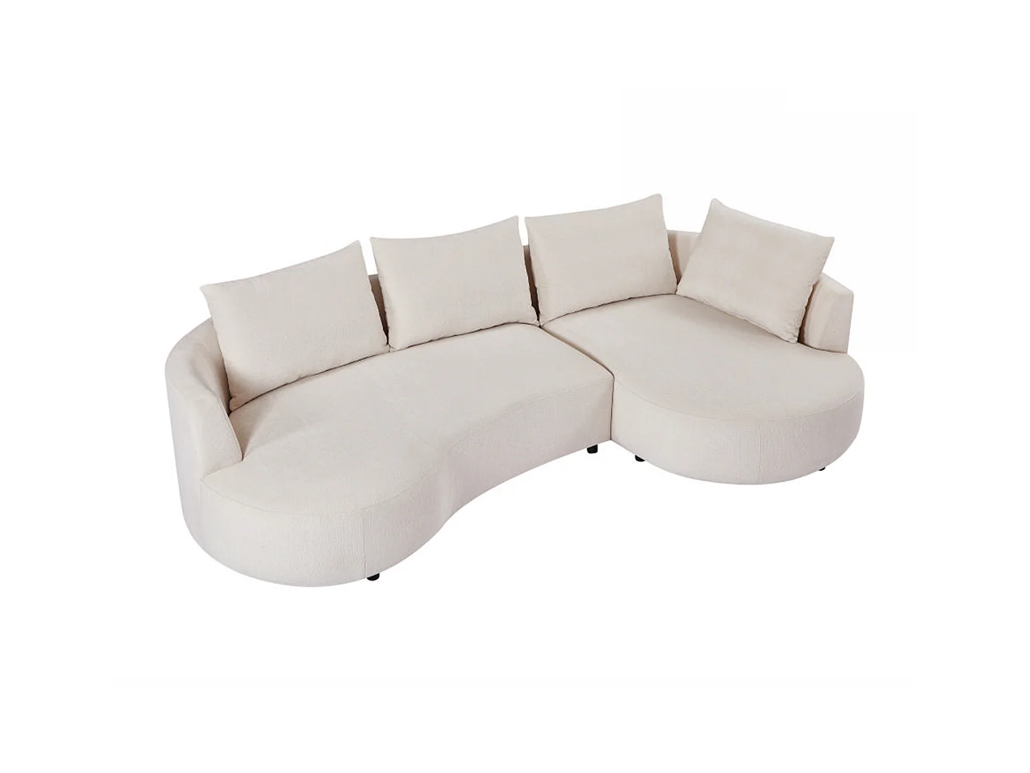 Hoekbank met hoek rechts van beige velours met textuur LOUSADO