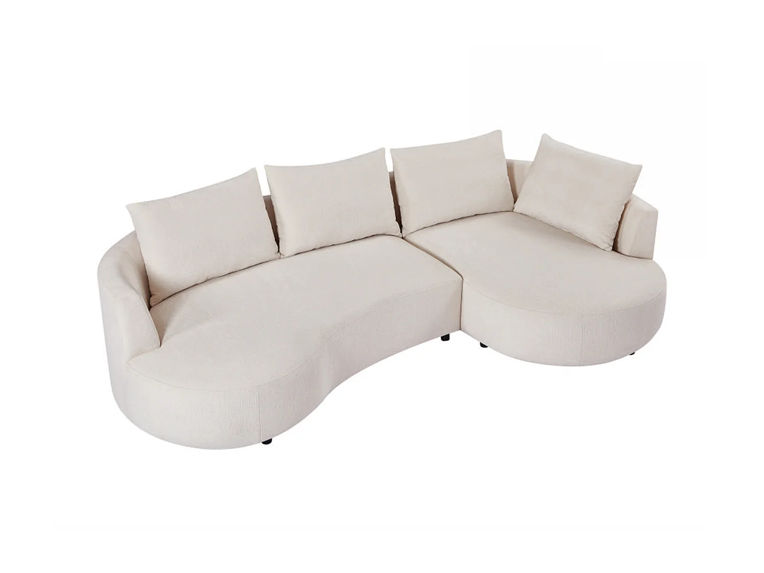 Ecksofa - Ecke rechts - Strukturstoff - Beige - LOUSADO