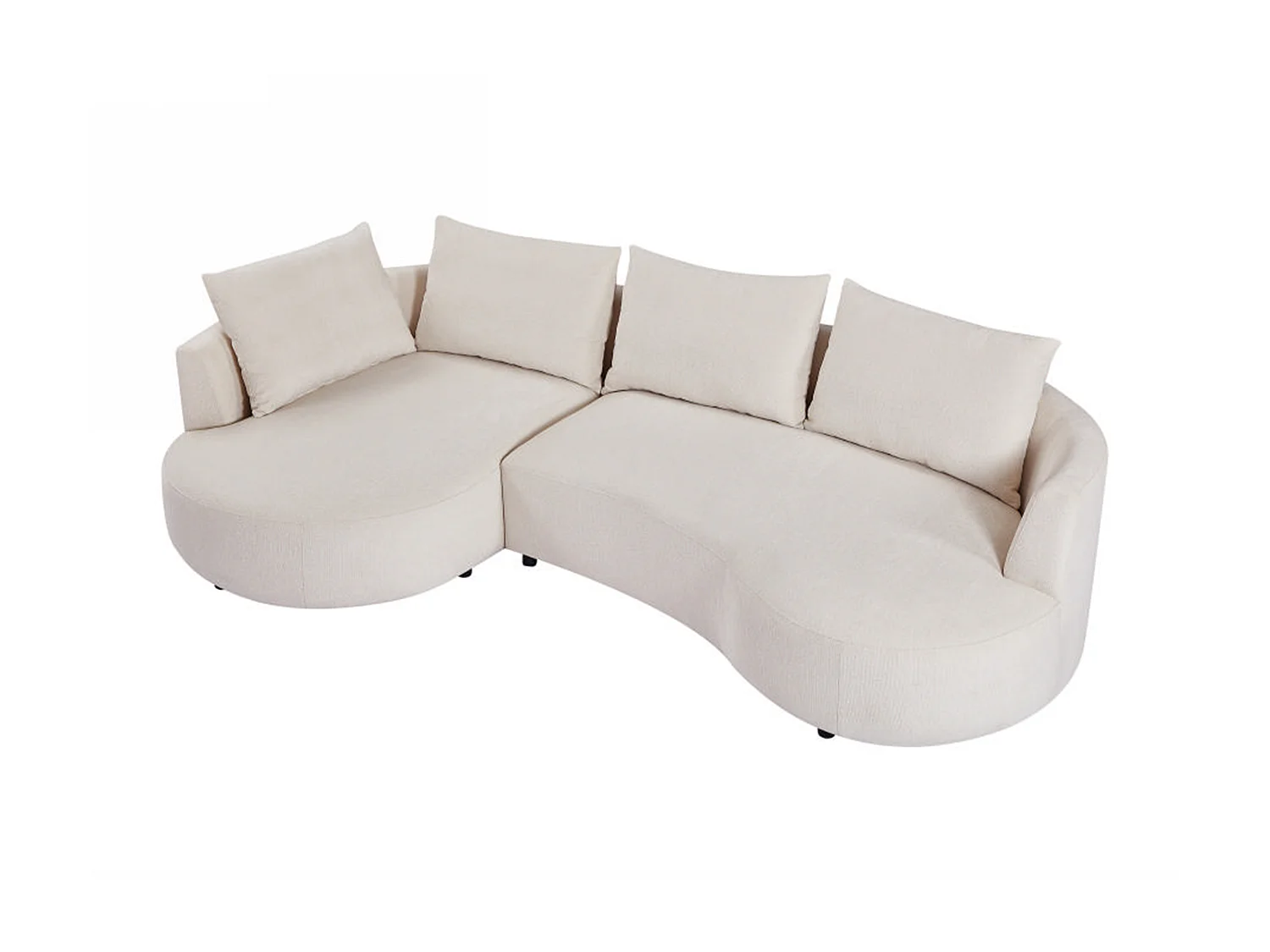 Ecksofa - Ecke links - Strukturstoff - Beige - LOUSADO