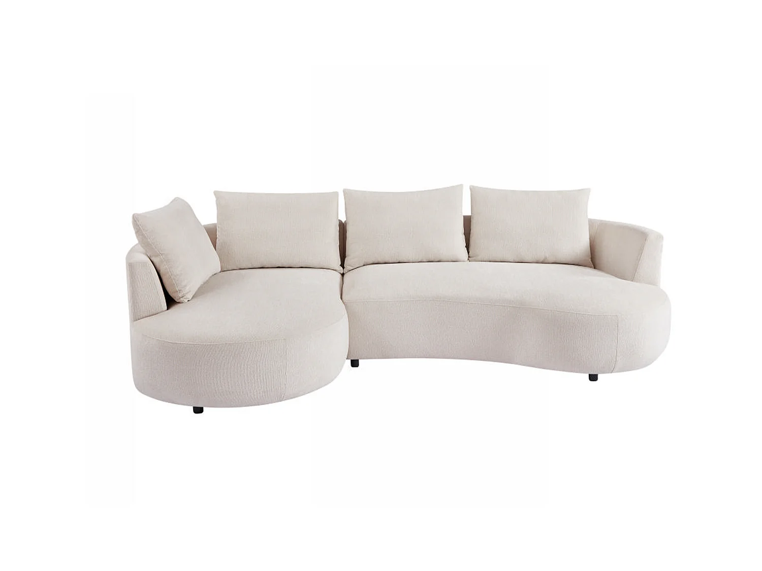Canapé d'angle gauche en velours texturé beige LOUSADO