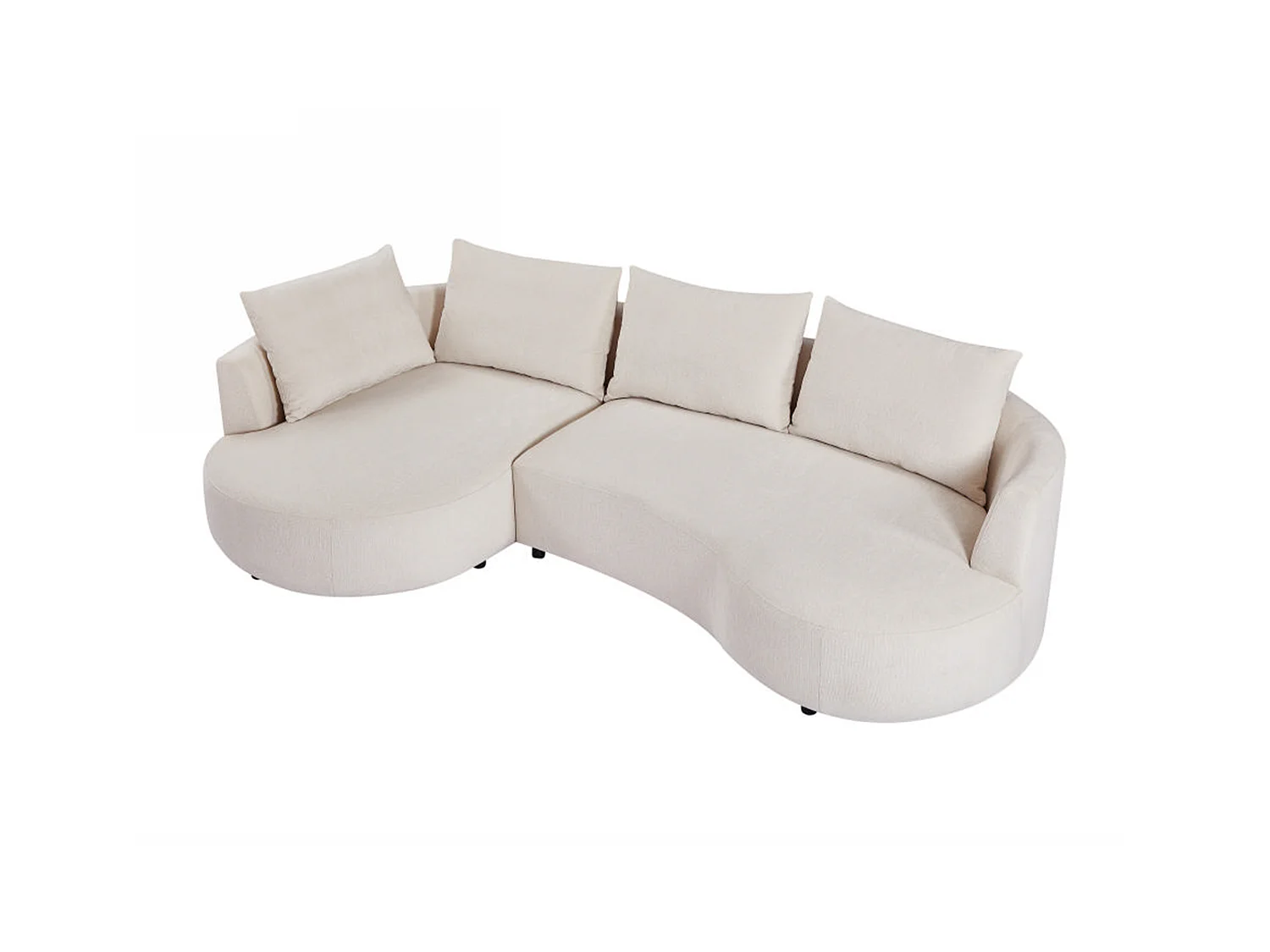 Canapé d'angle gauche en velours texturé beige LOUSADO