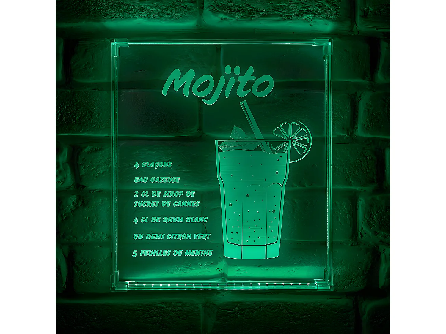 Néon mural USB recette du Mojito Ostaria