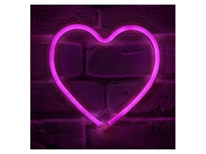 Néon mural à piles Cœur rose Ostaria
