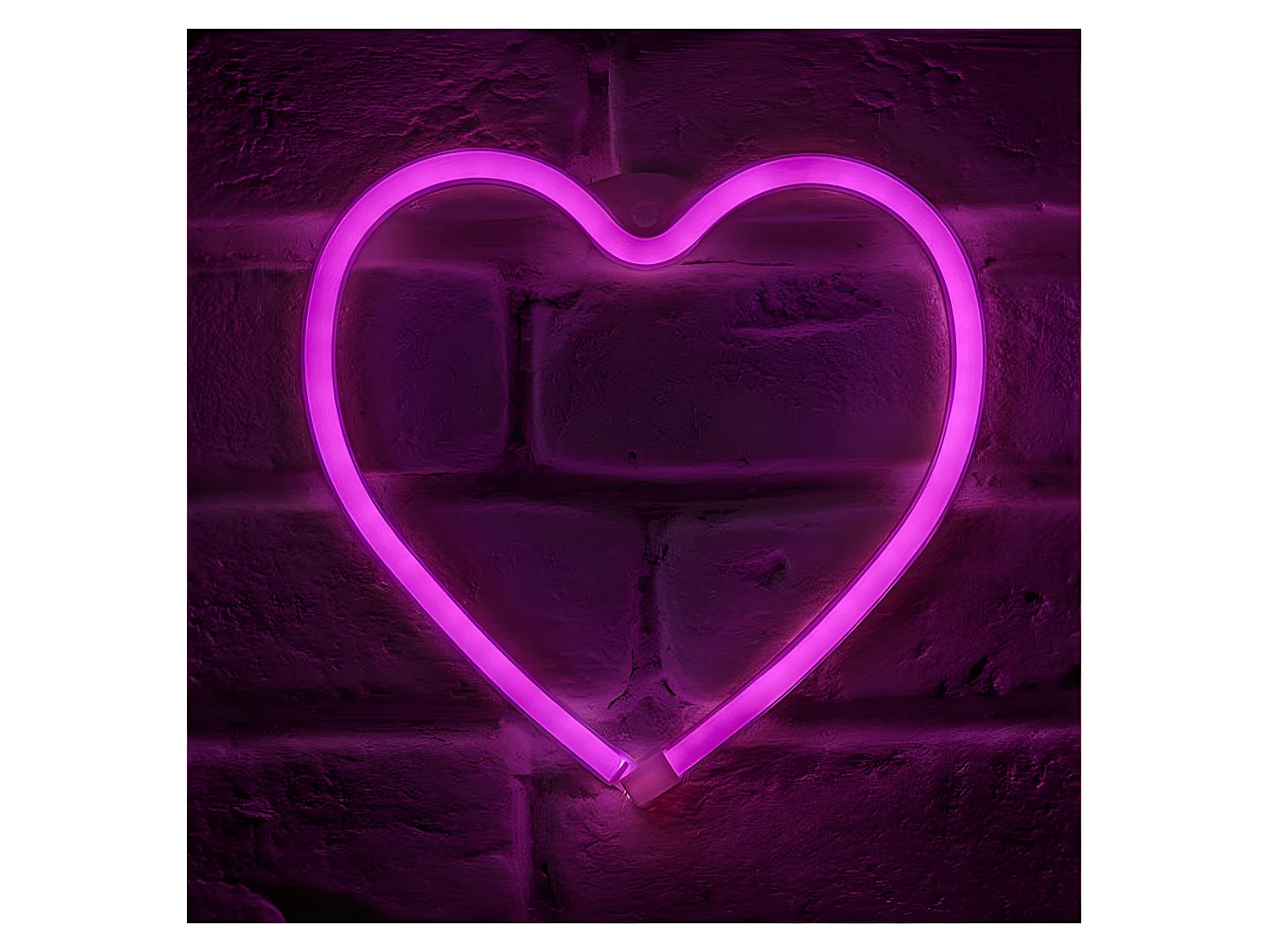 Néon mural à piles Cœur rose Ostaria