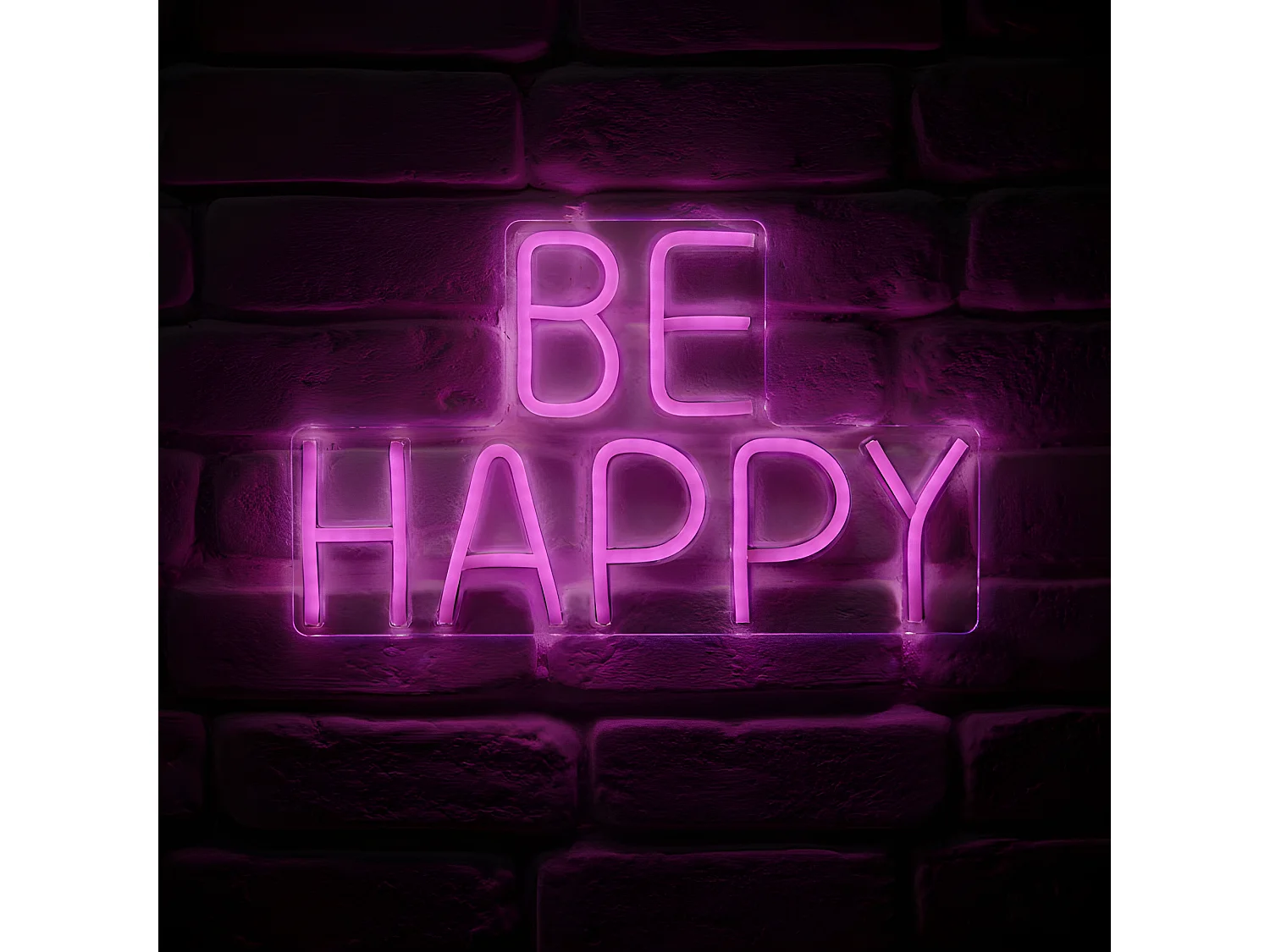 Néon mural USB Be Happy rose Ostaria