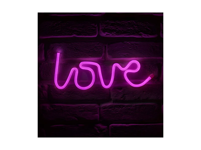 Néon mural à piles Love rose Ostaria