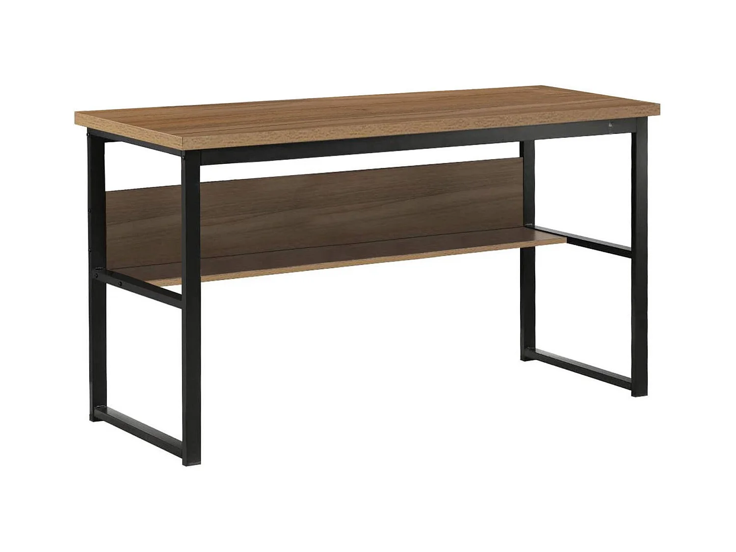 Bureau Dmusell, Bureau linéaire, Bureau polyvalent, Bureau fixe peu encombrant, 55x139h74 cm, Noir et Chêne