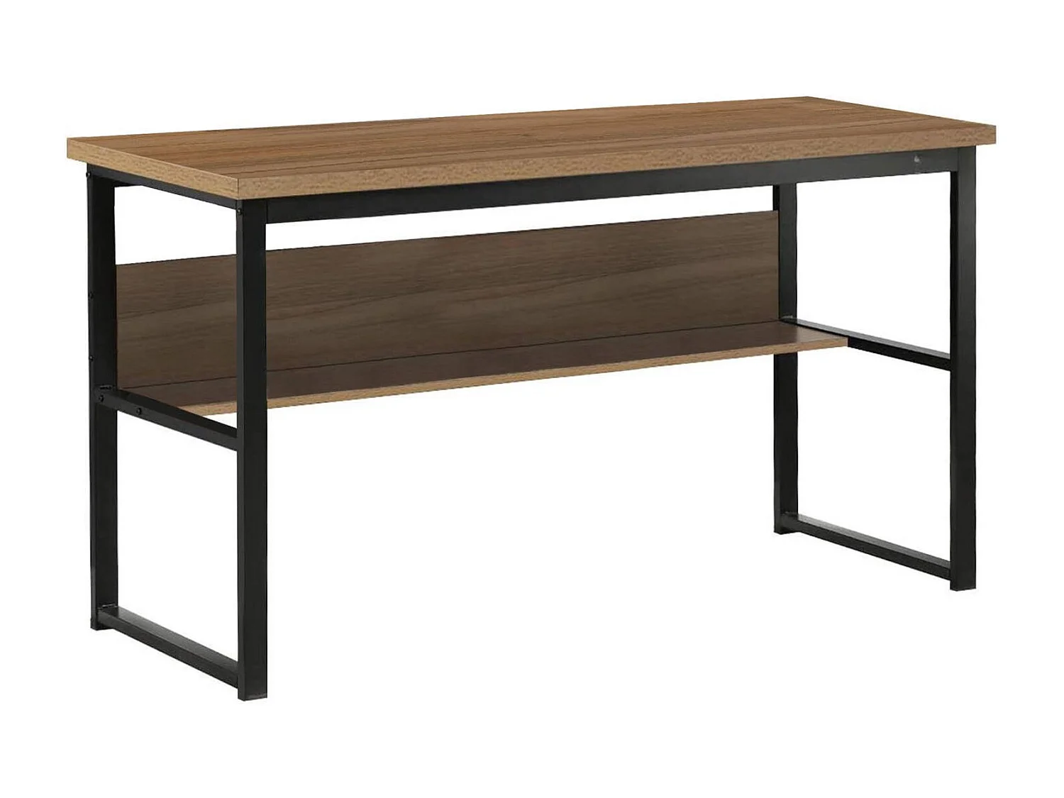 Bureau Dmusell, Bureau linéaire, Bureau polyvalent, Bureau fixe peu encombrant, 55x139h74 cm, Noir et Chêne