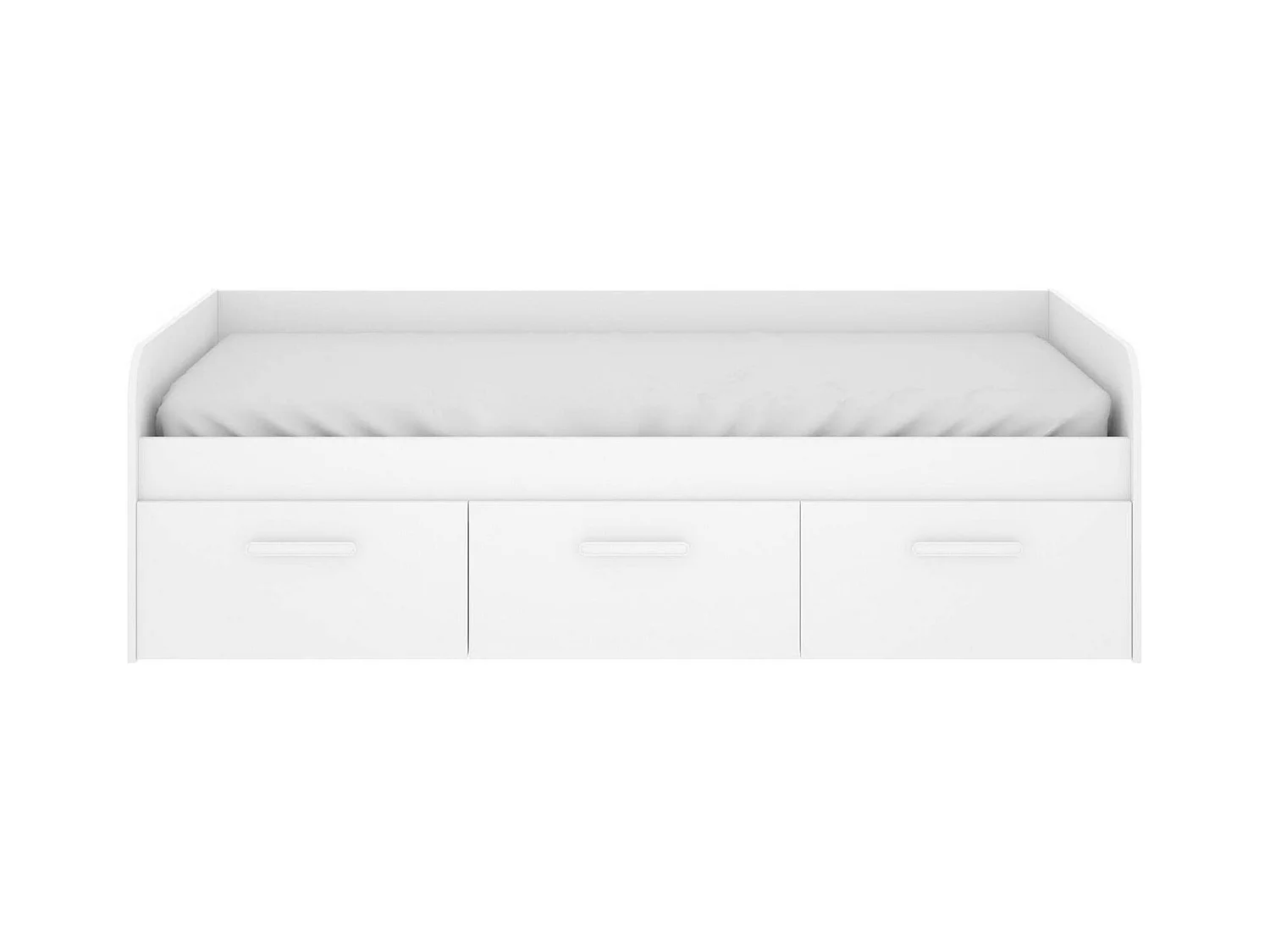 Lit enfant Daabou, Lit coffre pour chambres, Cadre de lit simple avec 3 tiroirs, 194x97h60 cm, Blanc