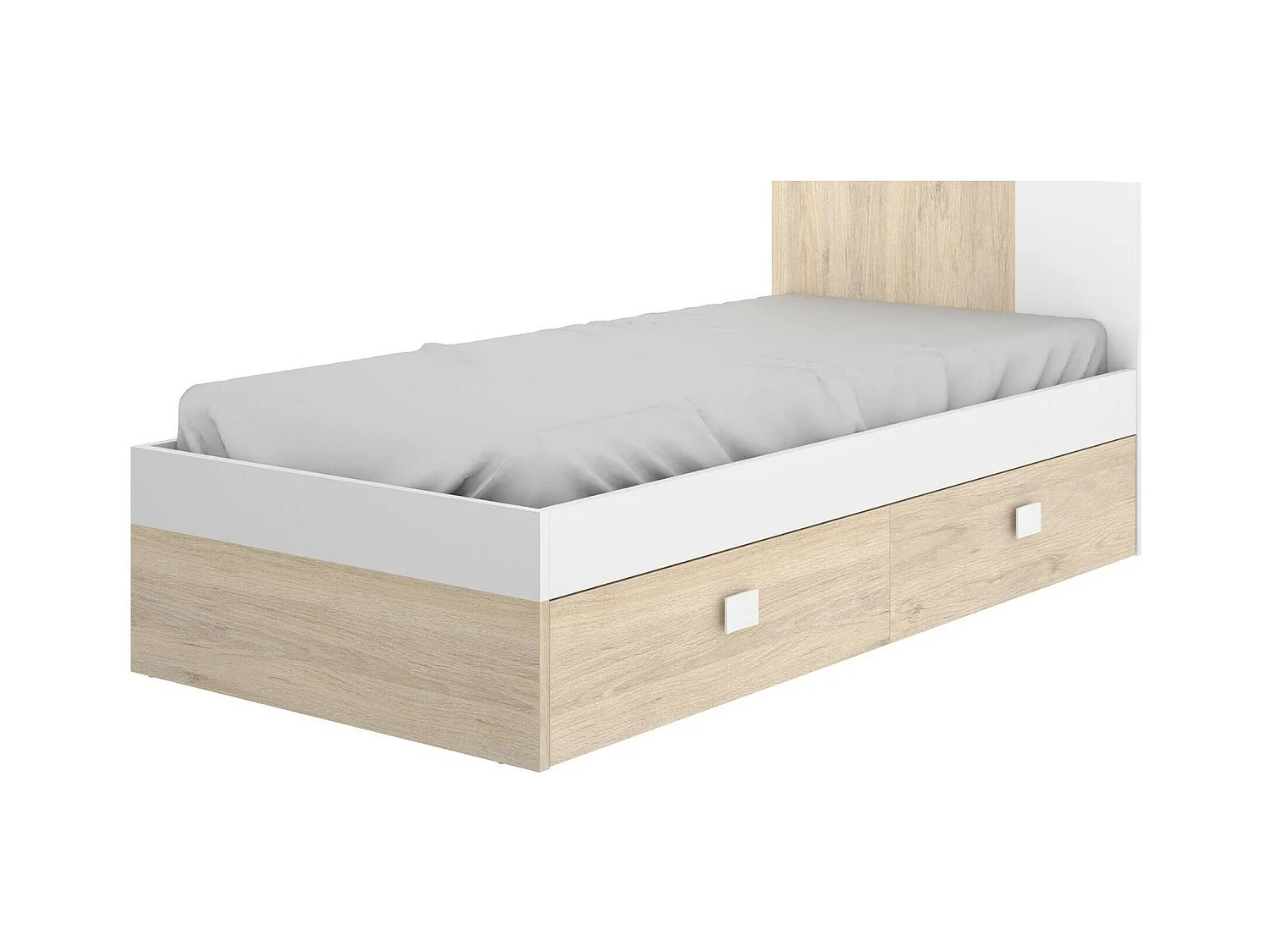Lit enfant Dcernoi, Structure simple pour chambre, Lit simple avec tête de lit, 196x97h79 cm, Blanc et Chêne